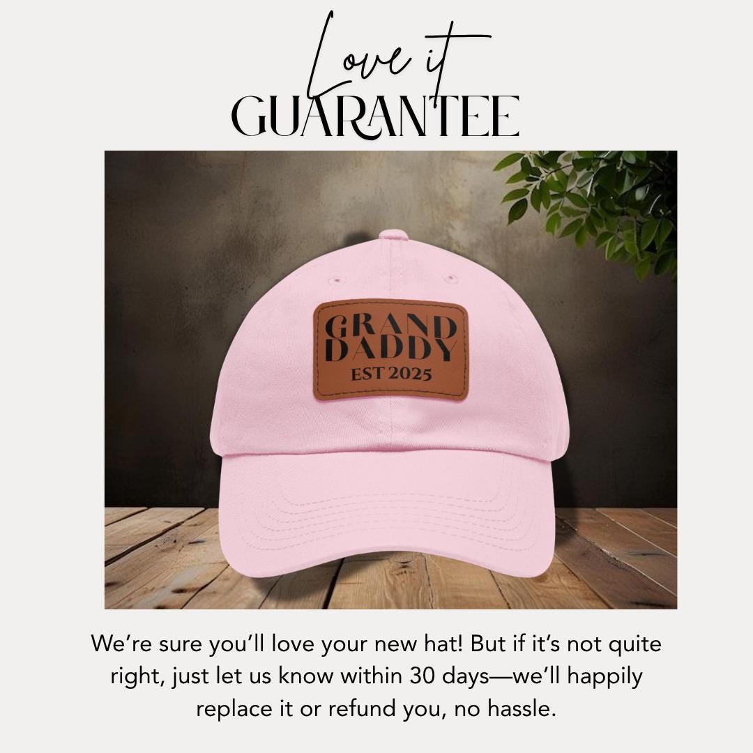 Personalized Granddaddy Est 2025 Hat with Leather Patch Cap for Granddaddy Gift for Fathers Day Custom Adjustable Hat Gift for Granddad