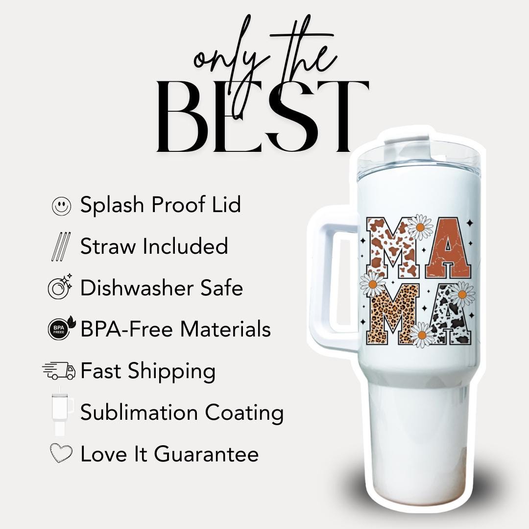 Personalized Mama 40oz Tumbler with Straw Personalized with Kidsโ Names Gift for Mom Gift for Mommy Mama Travel Coffee Cup Tumbler for Mama