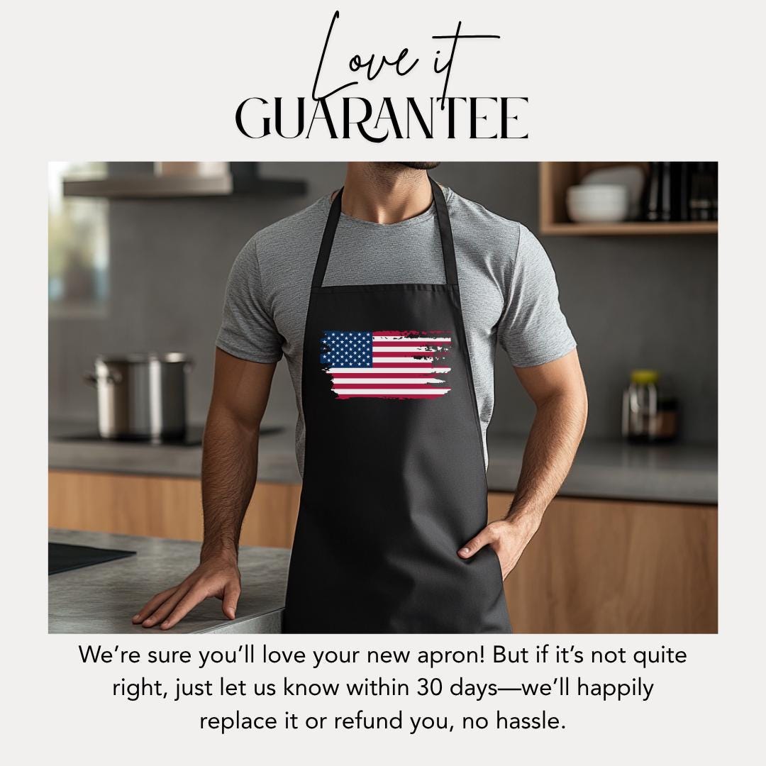 Patriotic Apron with 5-Color Straps | Ideal for BBQs, Grilling, Cooking Classes, Independence Day, Gift for Chefs