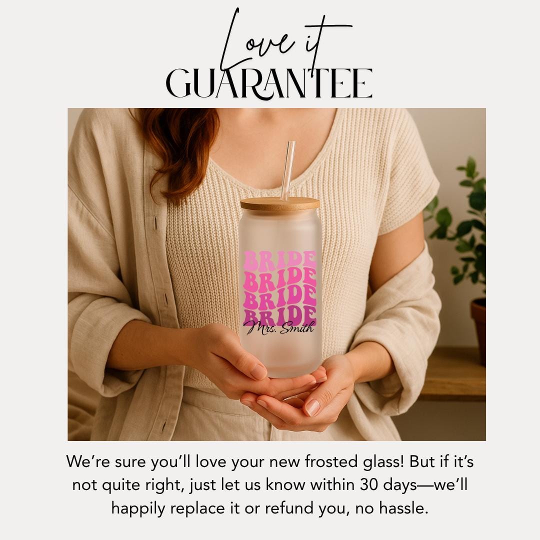 Personalized Bride Frosted Glass with Bamboo Lid & Straw Cup 16oz Custom Tumbler with Name Bride Gift Tumbler Bachelorette Party Gift