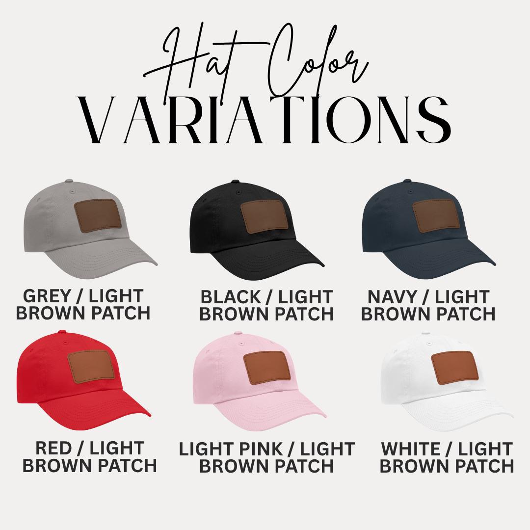 Personalized Outdoor Adventure Leather Patch Hat Custom Unisex Hiking Cap Mountain Camping Dad Hat Gift for Nature Lovers Gift for Him
