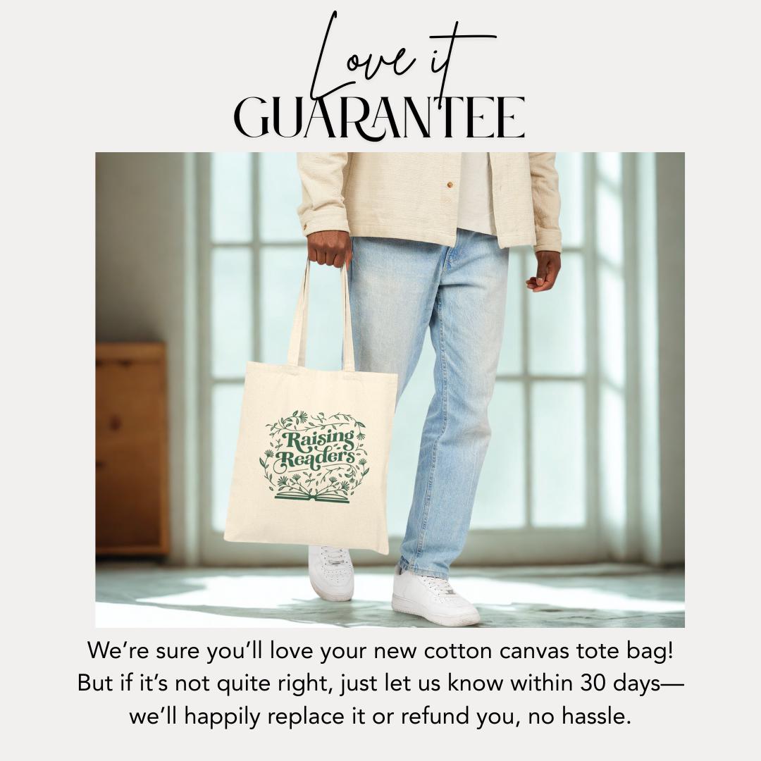 Eco-Friendly Cotton Tote Bag - "Raising Readers" Design for Book Lovers, Gifts for Teachers, Reading Enthusiasts, Library Bags, Cute Tote