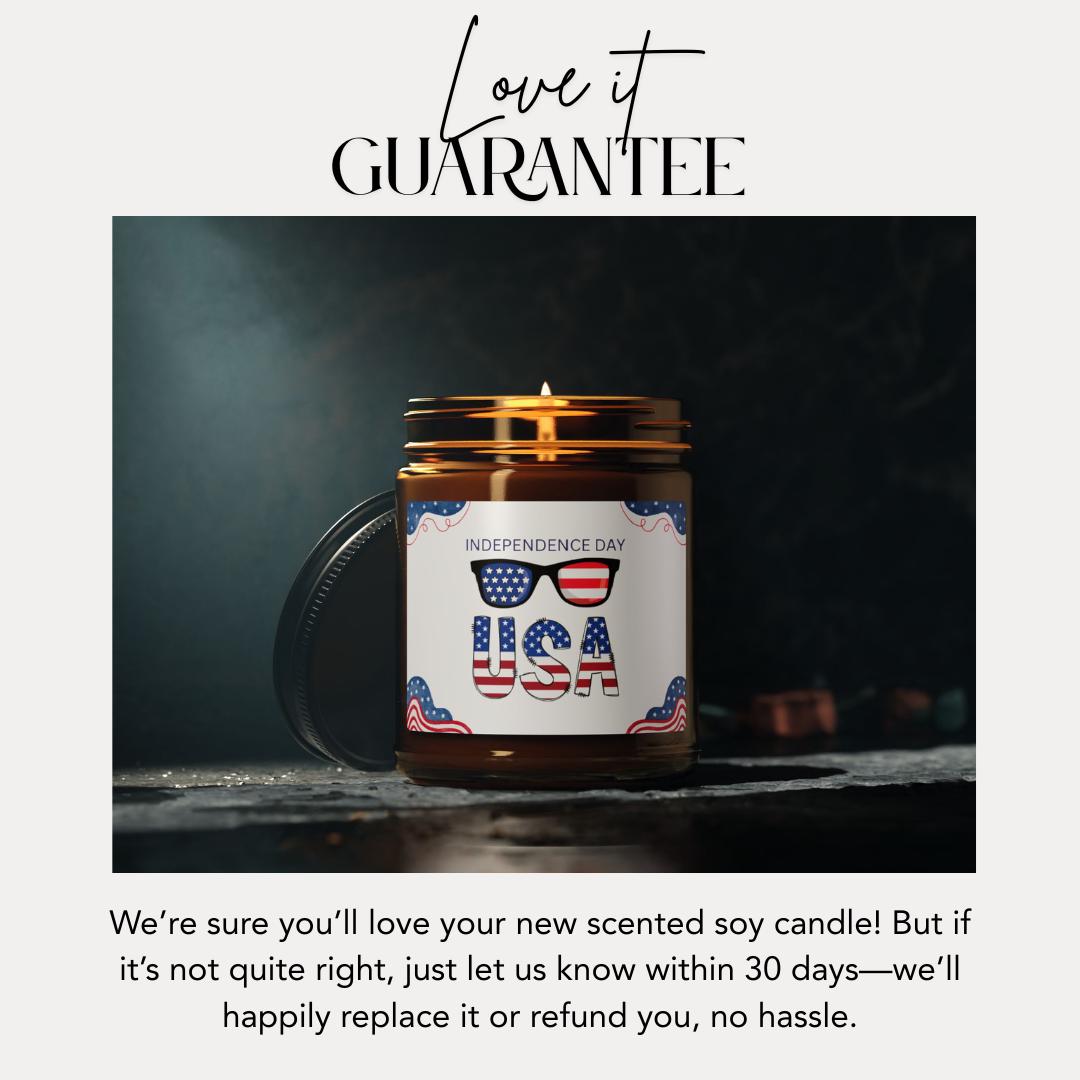 Patriotic Scented Soy Candle Independence Day Decor USA Candle Gift Home Fragrance Amber Jar Candle Aromatherapy 4th of July Decor Gift Idea