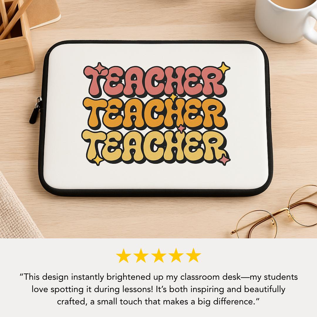 Retro Teacher Laptop Sleeve Gift for Educators School Supplies Teacher Appreciation Gift Cute Laptop Case for Educators Teacher Gift Idea