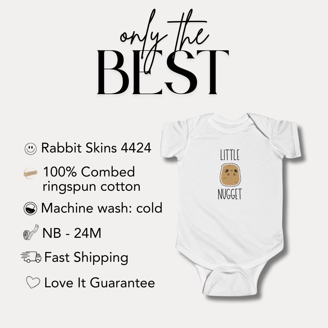 Funny Infant Fine Jersey Bodysuit with 'Little Nugget' Design Infant Gift Cute Baby Shower Outfit Newborn Clothes Baby Birthday Celebration