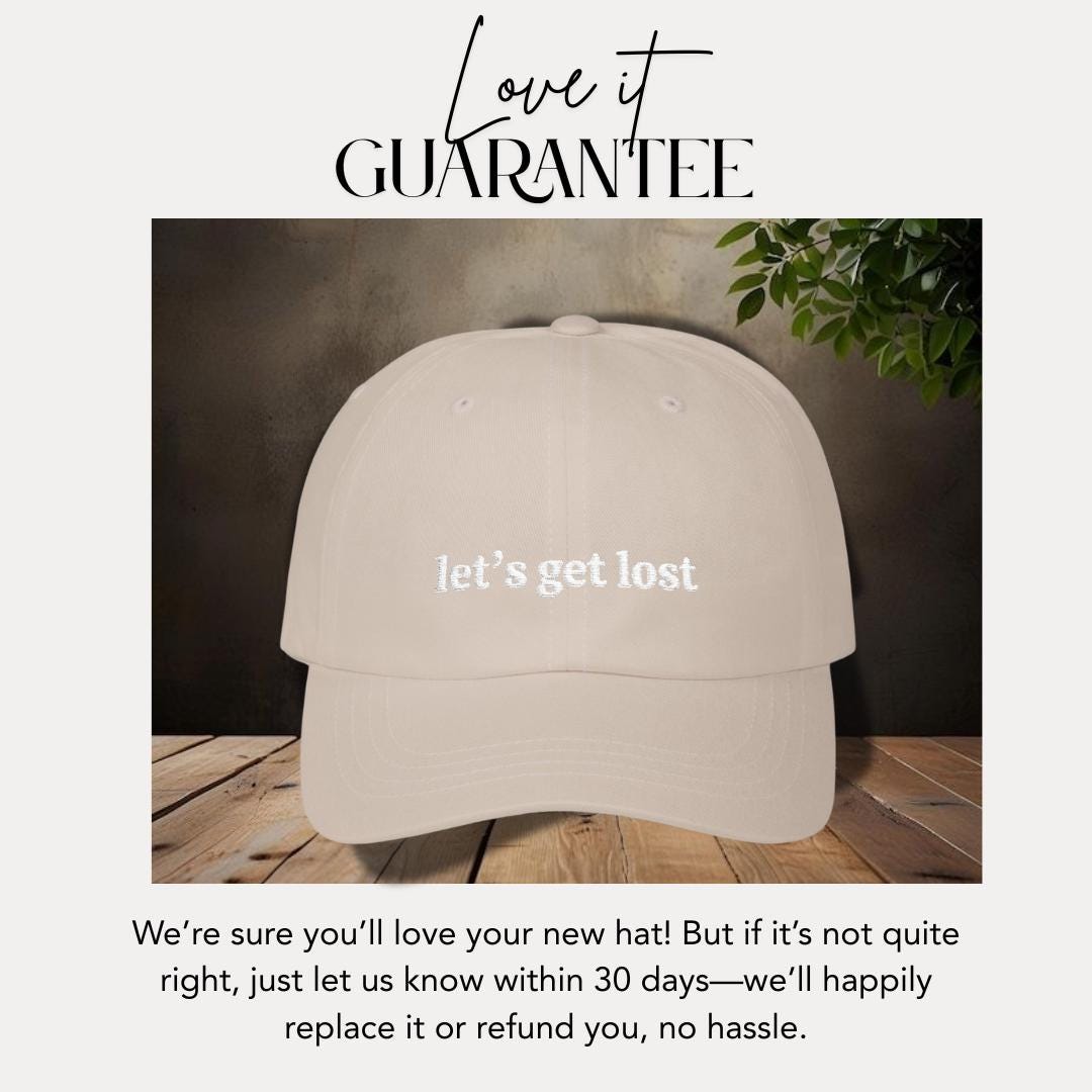 Classic Dad Cap Embroidered Let's Get Lost Design Wanderlust Gift Idea Trendy Adventure Cap for Men & Women Outdoor Roadtrip Streetwear Hat