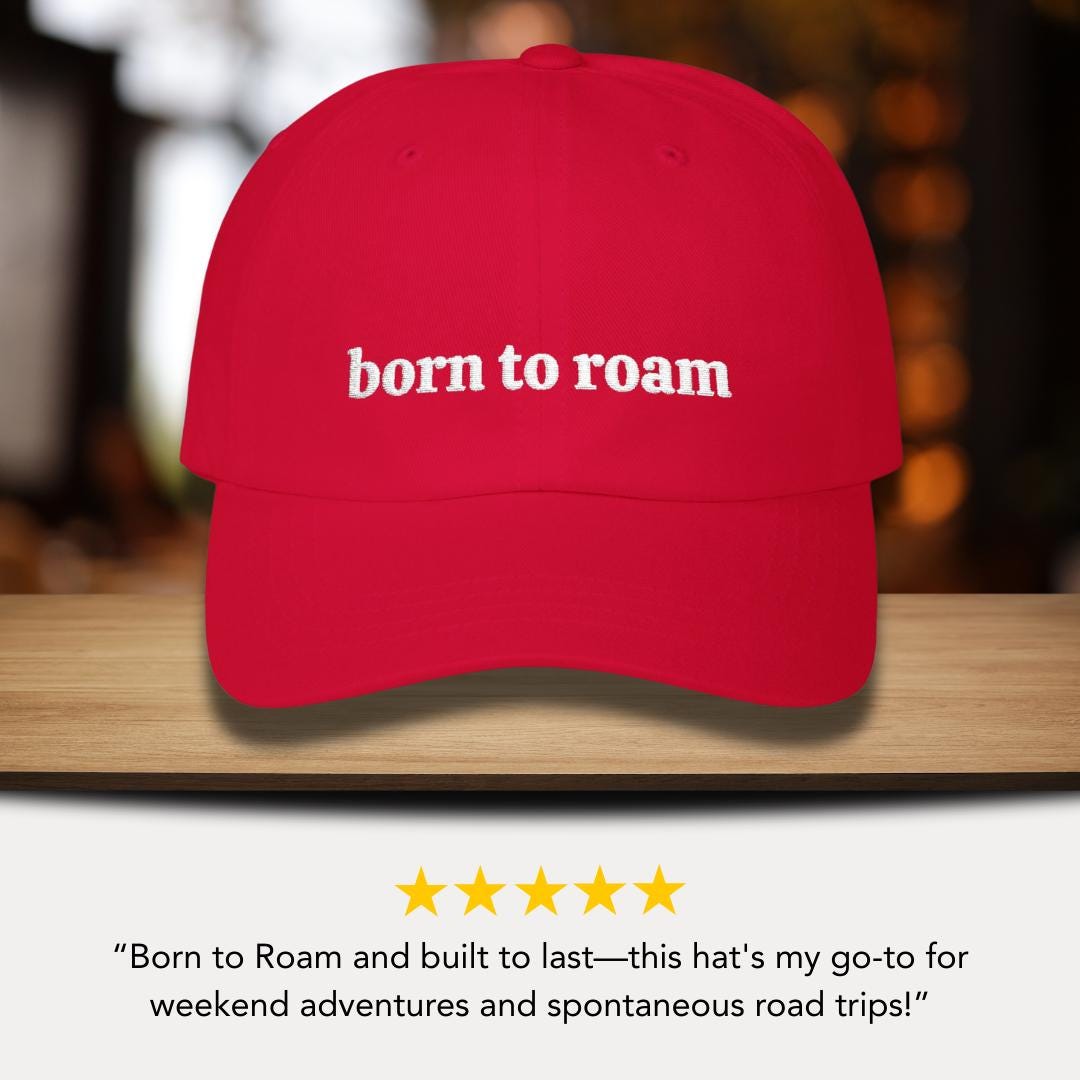 Classic Dad Cap Embroidered Born to Roam Design Adventure Cap for Men & Women Outdoorsy Streetwear Hiking Camping Hat Gift Wanderlust Cap