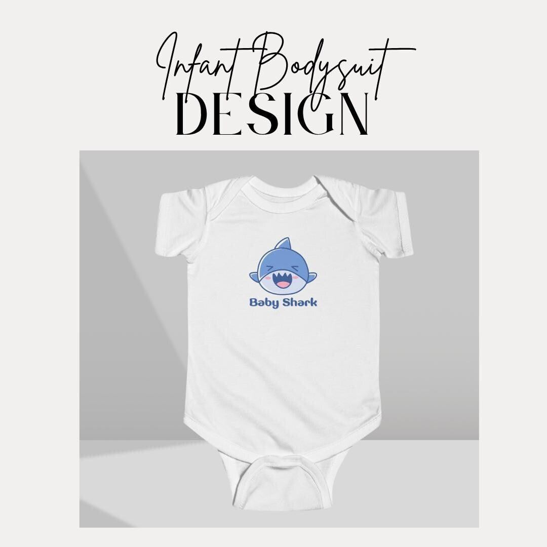 Baby Shark Infant Fine Jersey Bodysuit Shark Baby Clothes Cute Baby Clothes Baby Shower Gift Newborn Outfit Fun Shark Apparel Toddler Onesie