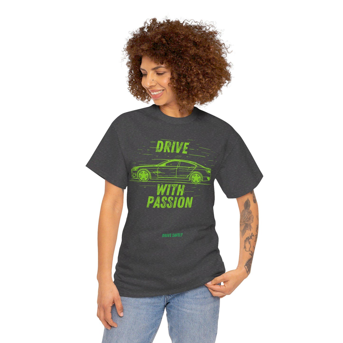 Drive with Passion and Drive Safely T-Shirt | Car Design Tees | Chill Gift Tee | Unisex Tee for Women and Men | Stylish and Responsible Wear