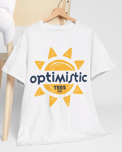 Optimistic Tees Co. Logo T-Shirt | Unisex Sun Design Tee | Positive Vibes Apparel | Everyday Comfort | Positive Energy Clothing
