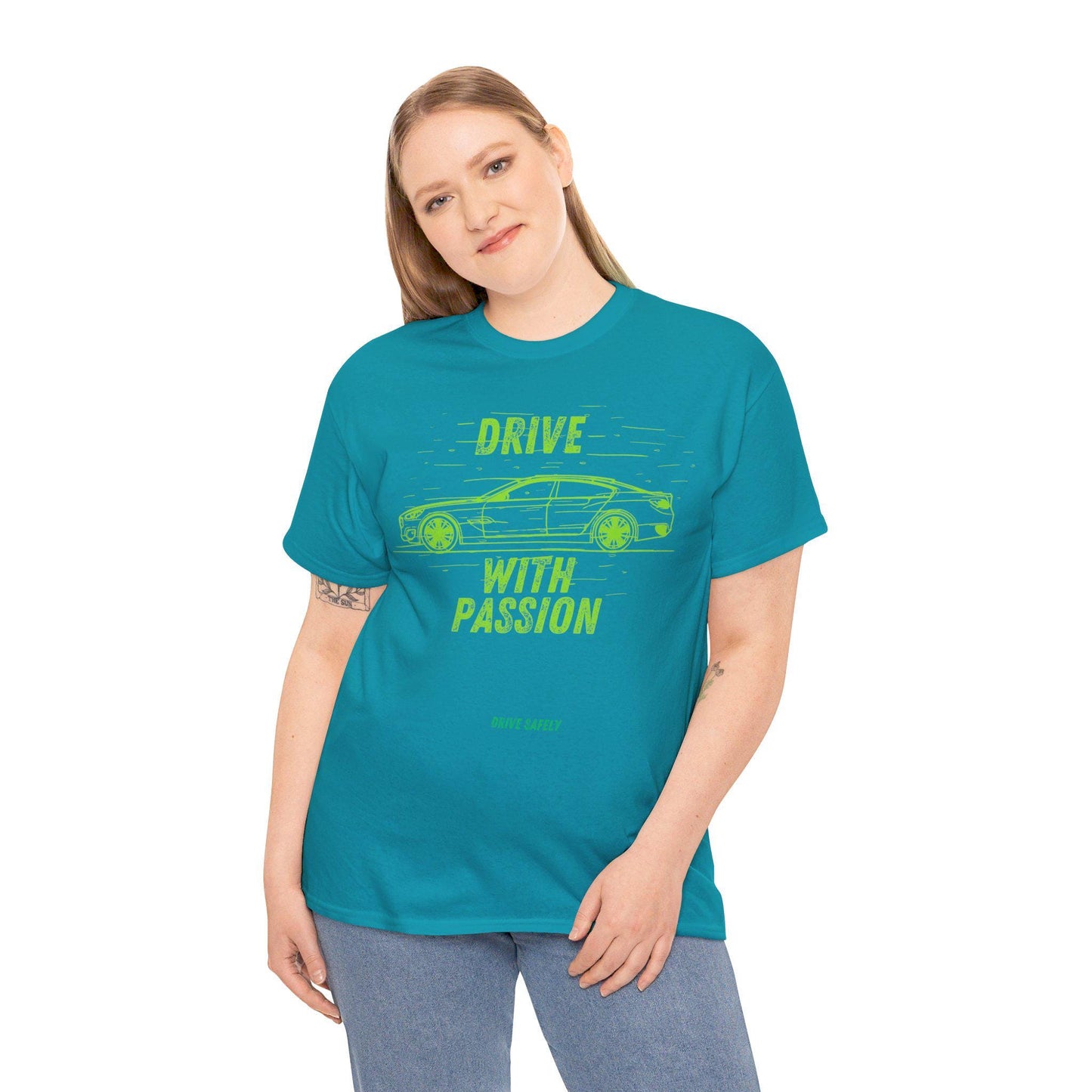 Drive with Passion and Drive Safely T-Shirt | Car Design Tees | Chill Gift Tee | Unisex Tee for Women and Men | Stylish and Responsible Wear
