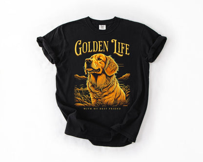 Golden Life Dog T-Shirt, Comfort Colors, Perfect for Dog Lovers, Animal Lover Gift, Birthday Gift, Golden Retriever Lover, Dog Tee