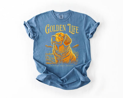 Golden Life Dog T-Shirt, Comfort Colors, Perfect for Dog Lovers, Animal Lover Gift, Birthday Gift, Golden Retriever Lover, Dog Tee