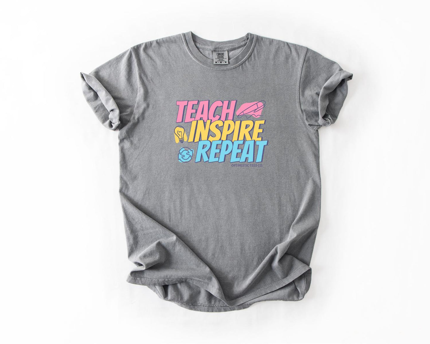 Teach Inspire Repeat T-Shirt, Comfort Colors, Cute Teacher Shirt, Teacher Gift, Teacher Appreciation Gift, Teacher Tees, Casual Wear