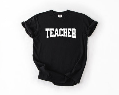 Teacher T-Shirt, Comfort Colors, Bold Varsity Font Teacher Tee, Educator T-Shirt, Teacher Appreciation Gift, Teacher Tees, Casual Wear
