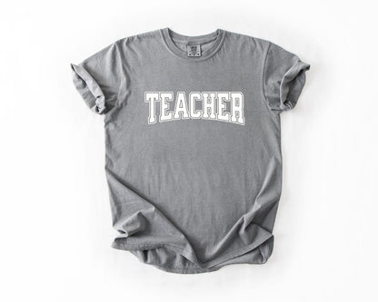 Classic Teacher T-Shirt, Comfort Colors, Varsity Font Teacher Tee, Gift for Educators, Teacher Appreciation Gift, Casual Wear