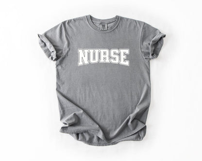 Nurse Varsity Letter T-Shirt, Comfort Colors, Perfect Gift for Healthcare Workers, Medical Profession Tee, Nurse Tee, Casual Wear