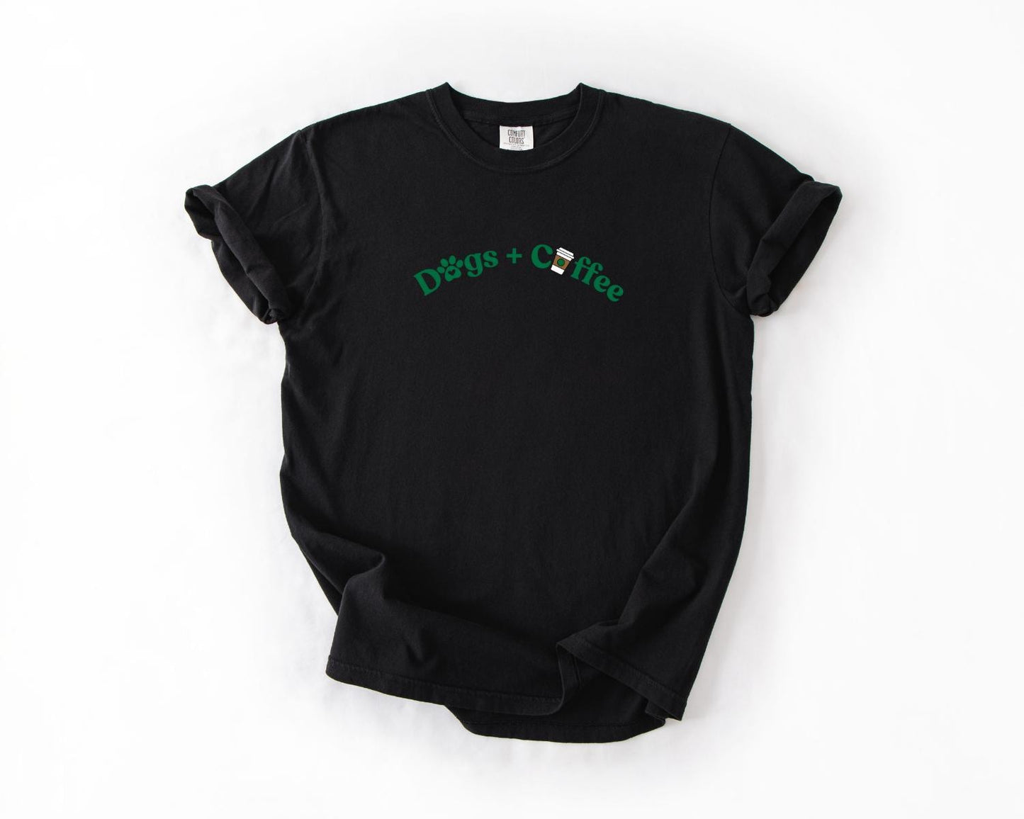 Dogs + Coffee T-Shirt, Comfort Colors, Aesthetic Graphic Tee, Pet Lover Gift, Dog Shirt, Dog Lover, Coffee Lover, Everyday Casual Wear