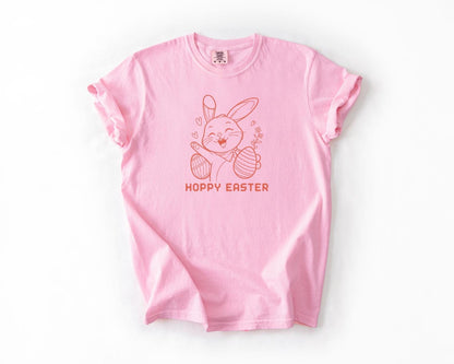 Hoppy Easter T-Shirt, Comfort Colors, Cute Bunny Graphic Tee, Spring Apparel, Easter Gift, Easter Bunny Tee, Egg Hunt, Casual Wear