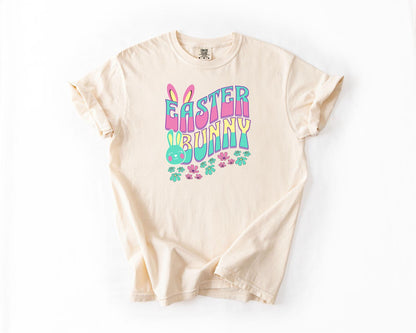 Retro Easter Bunny T-Shirt, Comfort Colors, Cute Spring Tee Adults, Cute Pastel Spring Holiday Tee, Easter Bunny Tee, Casual Wear