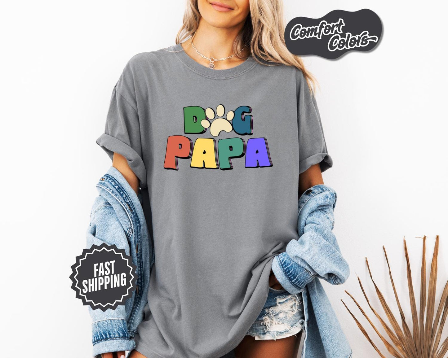 Dog Papa T-Shirt, Comfort Colors, Dog Papa Gift, Dog Papa T shirt, Dog Lover Gift, Pet Lover T-Shirt, Dog Grandpa Shirt