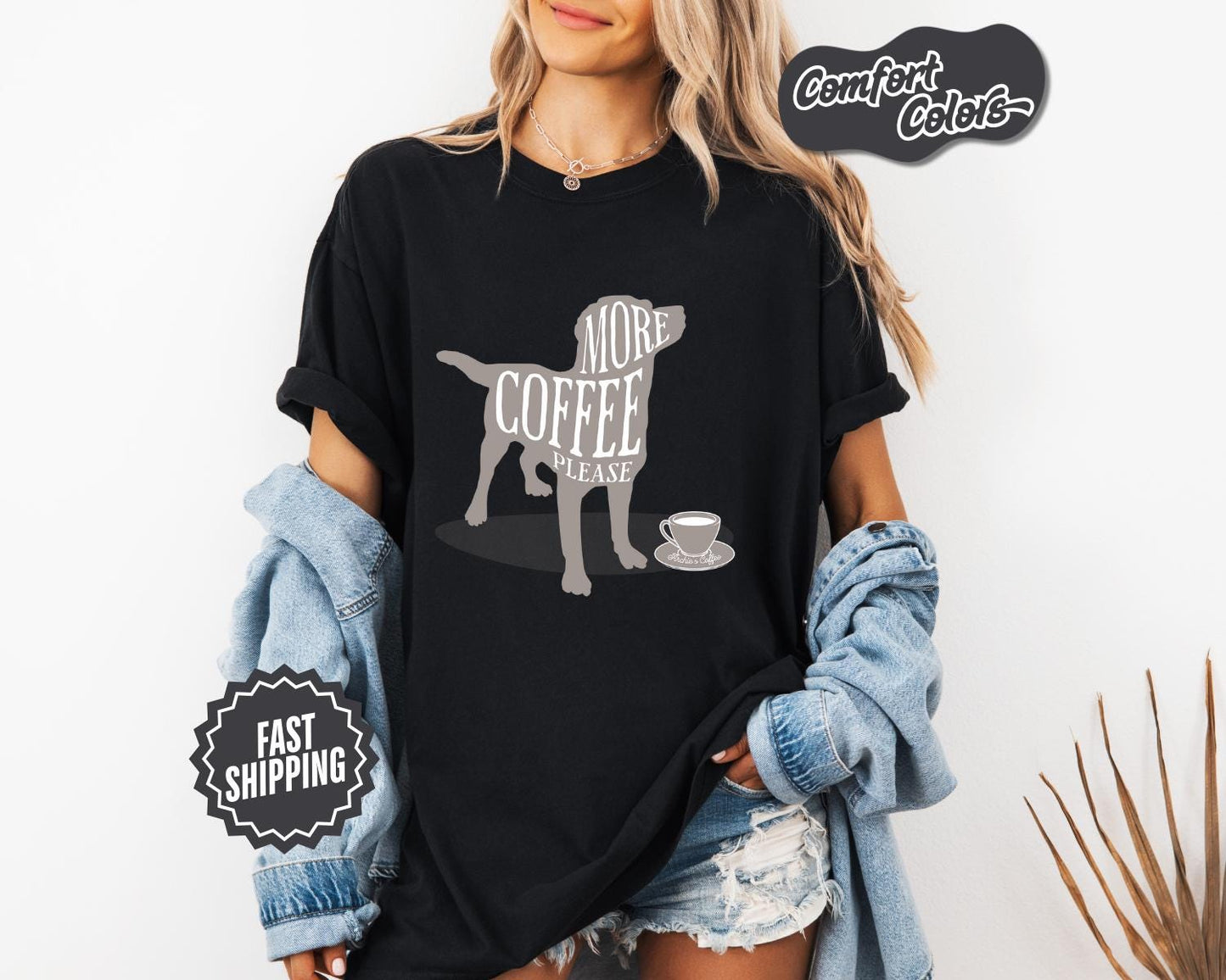 Coffee Lover's Dog T-Shirt, Comfort Colors, Perfect Gift for Pet Owners, Dog Lovers, Coffee Enthusiasts Everyday, Everyday Casual Wear