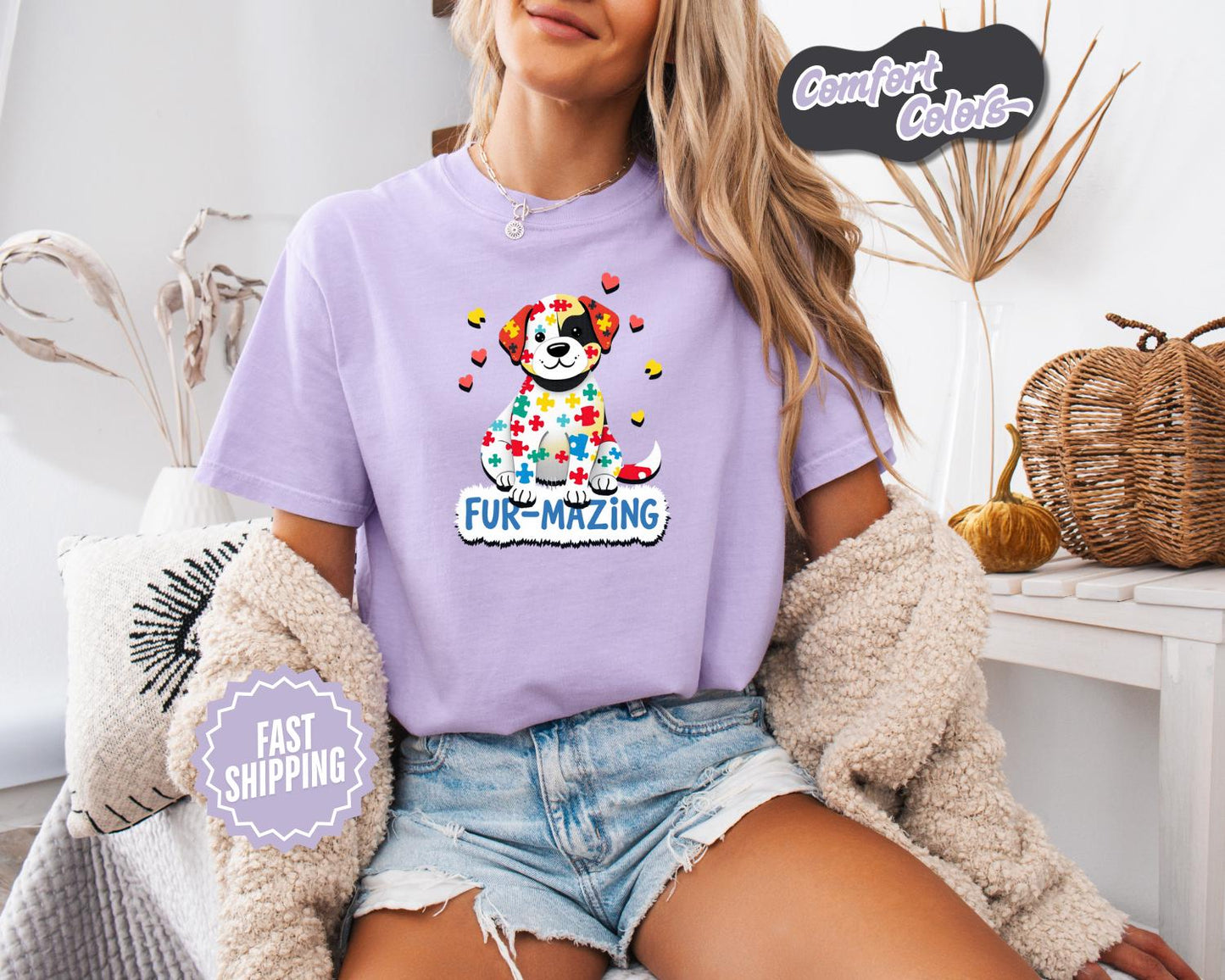 FurMazing Dog T-Shirt, Comfort Colors, Cute Pet Lover Tee, Autism Awareness, Gift for Dog Parent, Dog Shirt, Dog Shirt, Everyday Casual Wear