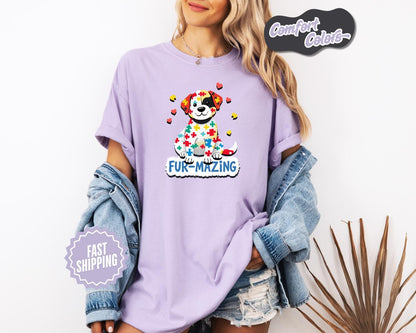 FurMazing Dog T-Shirt, Comfort Colors, Cute Pet Lover Tee, Autism Awareness, Gift for Dog Parent, Dog Shirt, Dog Shirt, Everyday Casual Wear
