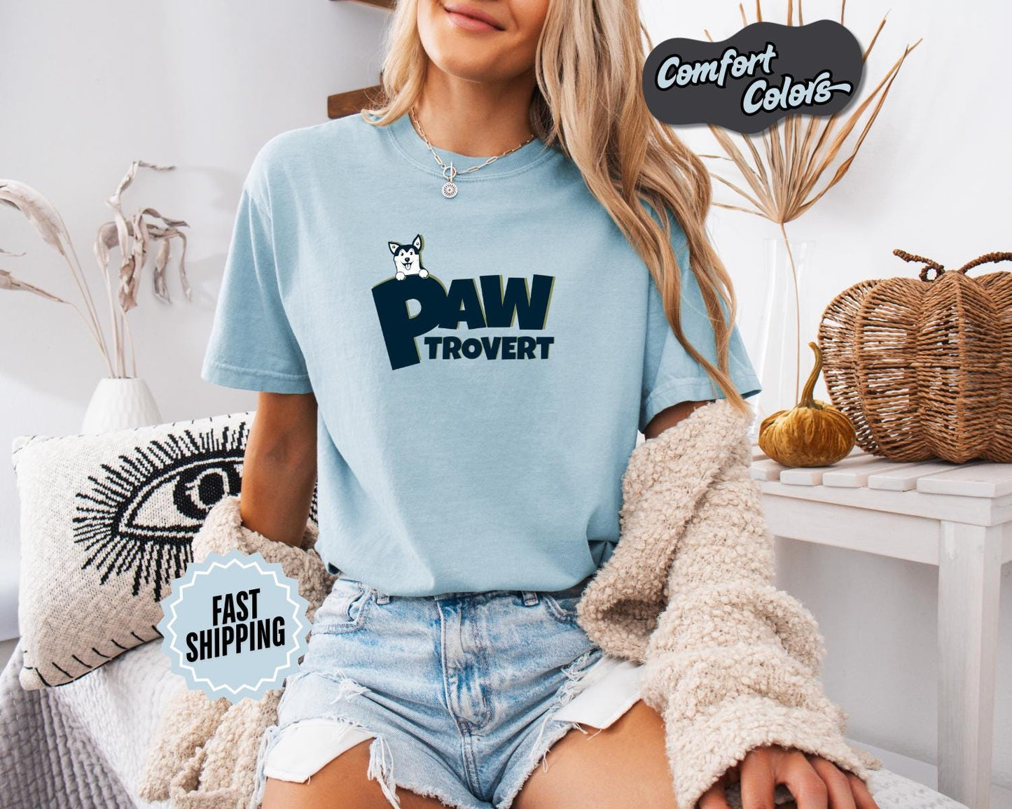 Pawtrovert T-Shirt, Comfort Colors, Cat Lover Tee, Introvert Gift, Cute Animal Shirt, Cute Pet Apparel, Everyday Casual Wear, Pet Lover