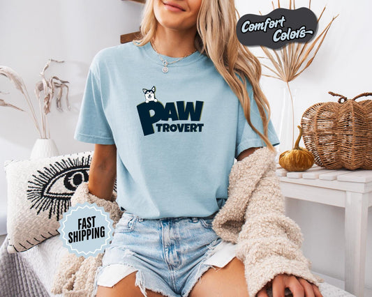 Pawtrovert T-Shirt, Comfort Colors, Cat Lover Tee, Introvert Gift, Cute Animal Shirt, Cute Pet Apparel, Everyday Casual Wear, Pet Lover