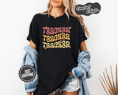 Retro Teacher T-Shirt, Comfort Colors, Cute Teacher Gift, Back to School, Teacher Appreciation Gift, Everyday Casual Wear, Teacher's Day