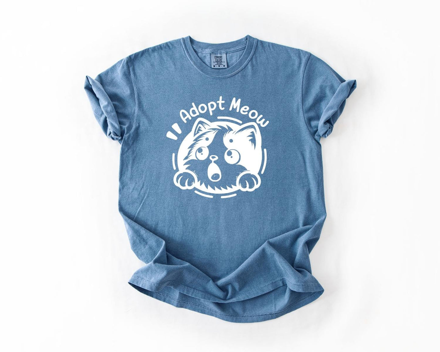 Adopt Meow T-Shirt, Comfort Colors, Cute Cat Lover Tee, Animal Rescue Shirt, Adoption Awareness, Perfect Gift Idea, Everyday Casual Wear