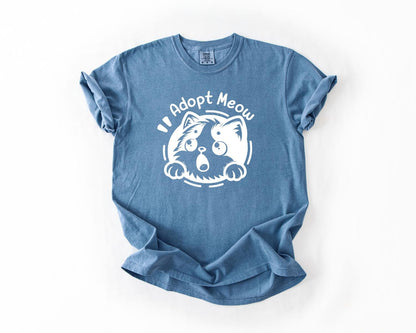 Adopt Meow T-Shirt, Comfort Colors, Cute Cat Lover Tee, Animal Rescue Shirt, Adoption Awareness, Perfect Gift Idea, Everyday Casual Wear