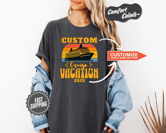 Cruise Vacation 2025 T-Shirt, Comfort Colors, Custom Shirt, Unisex Travel Tee, Vacation Shirt, Fun Family Cruise Apparel, Summer Trip Gift