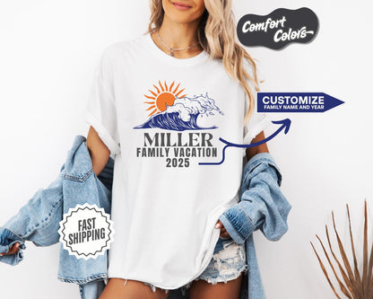 Custom Family Vacation T-Shirt, Comfort Colors, Personalized Summer Tee, Beach Trip Apparel, Family Reunion Gift, Vacation Matching Shirts