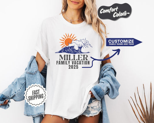 Custom Family Vacation T-Shirt, Comfort Colors, Personalized Summer Tee, Beach Trip Apparel, Family Reunion Gift, Vacation Matching Shirts