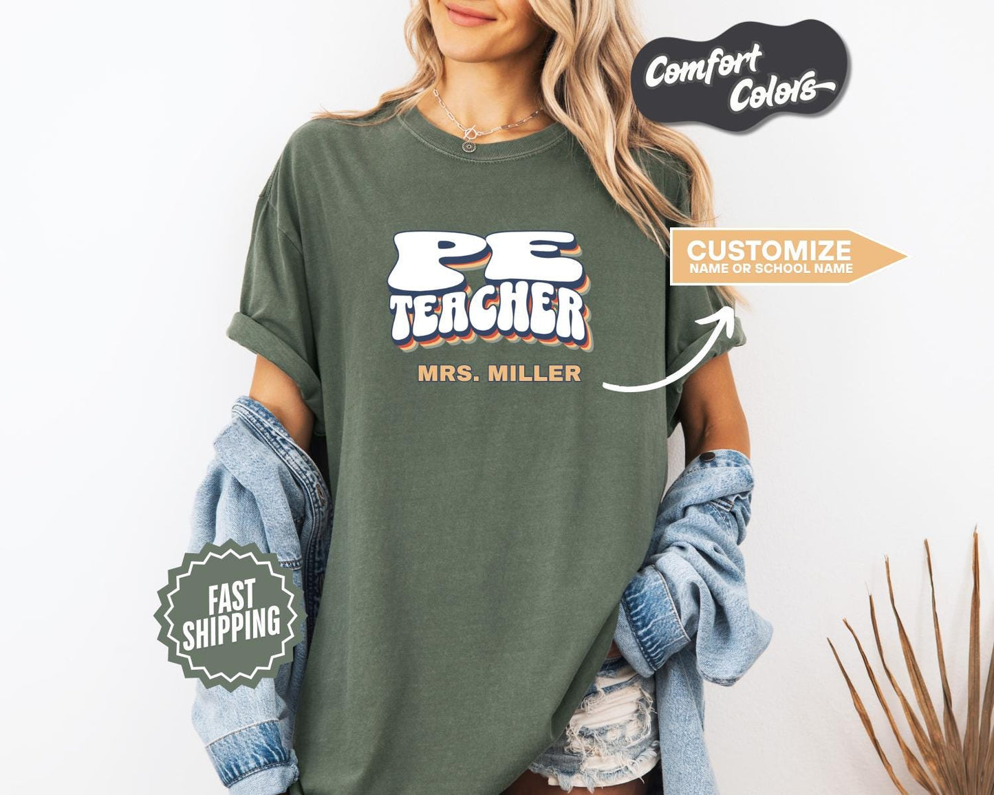 PE Teacher T-Shirt, Comfort Colors, Custom Teacher Shirt, Cute Teacher Gift, Back to School Tee, Classroom Apparel, Teacher Shirt