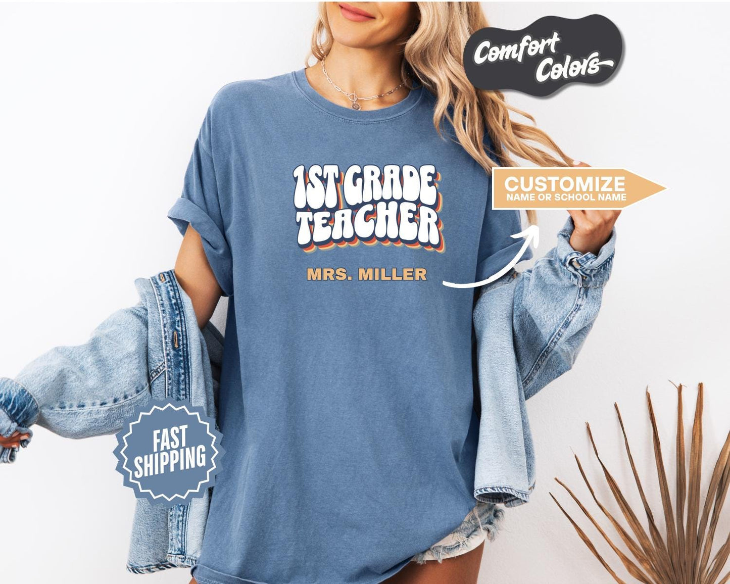 1st Grade Teacher T-Shirt, Comfort Colors, Custom Teacher Shirt, Cute Teacher Gift, Back to School Tee, Classroom Apparel, Teacher Shirt