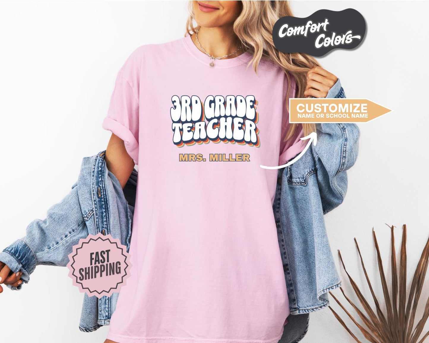 3rd Grade Teacher T-Shirt, Comfort Colors, Custom Teacher Shirt, Cute Teacher Gift, Back to School Tee, Classroom Apparel, Teacher Shirt