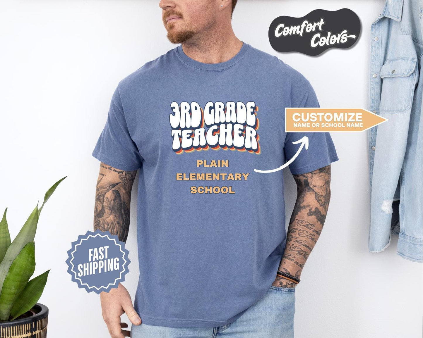 3rd Grade Teacher T-Shirt, Comfort Colors, Custom Teacher Shirt, Cute Teacher Gift, Back to School Tee, Classroom Apparel, Teacher Shirt