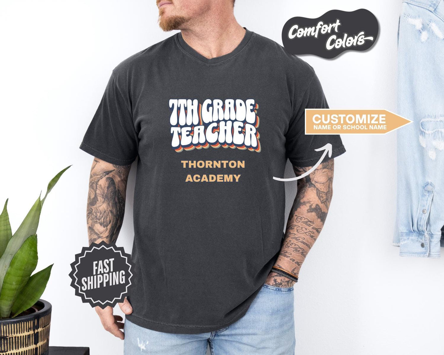 7th Grade Teacher T-Shirt, Comfort Colors, Custom Teacher Shirt, Cute Teacher Gift, Back to School Tee, Classroom Apparel, Teacher Shirt