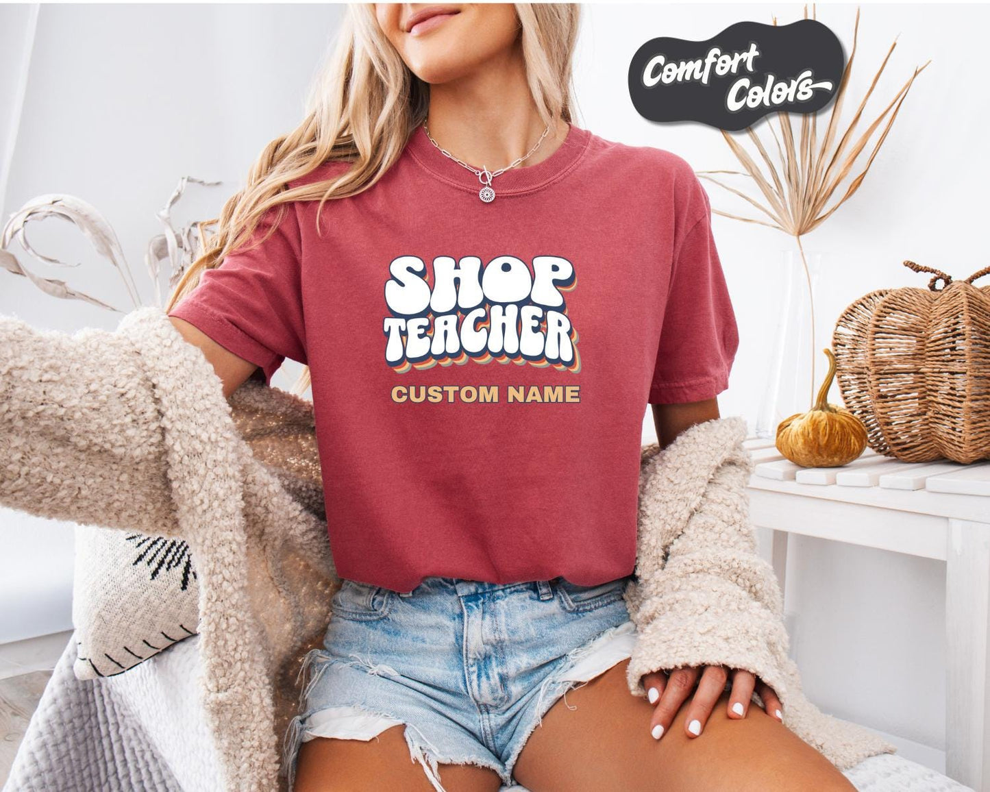 Shop Teacher T-Shirt, Comfort Colors,  Custom Teacher Shirt, Fun Teacher Gift, Back to School Apparel, Classroom Spirit Wear, Casual Tee