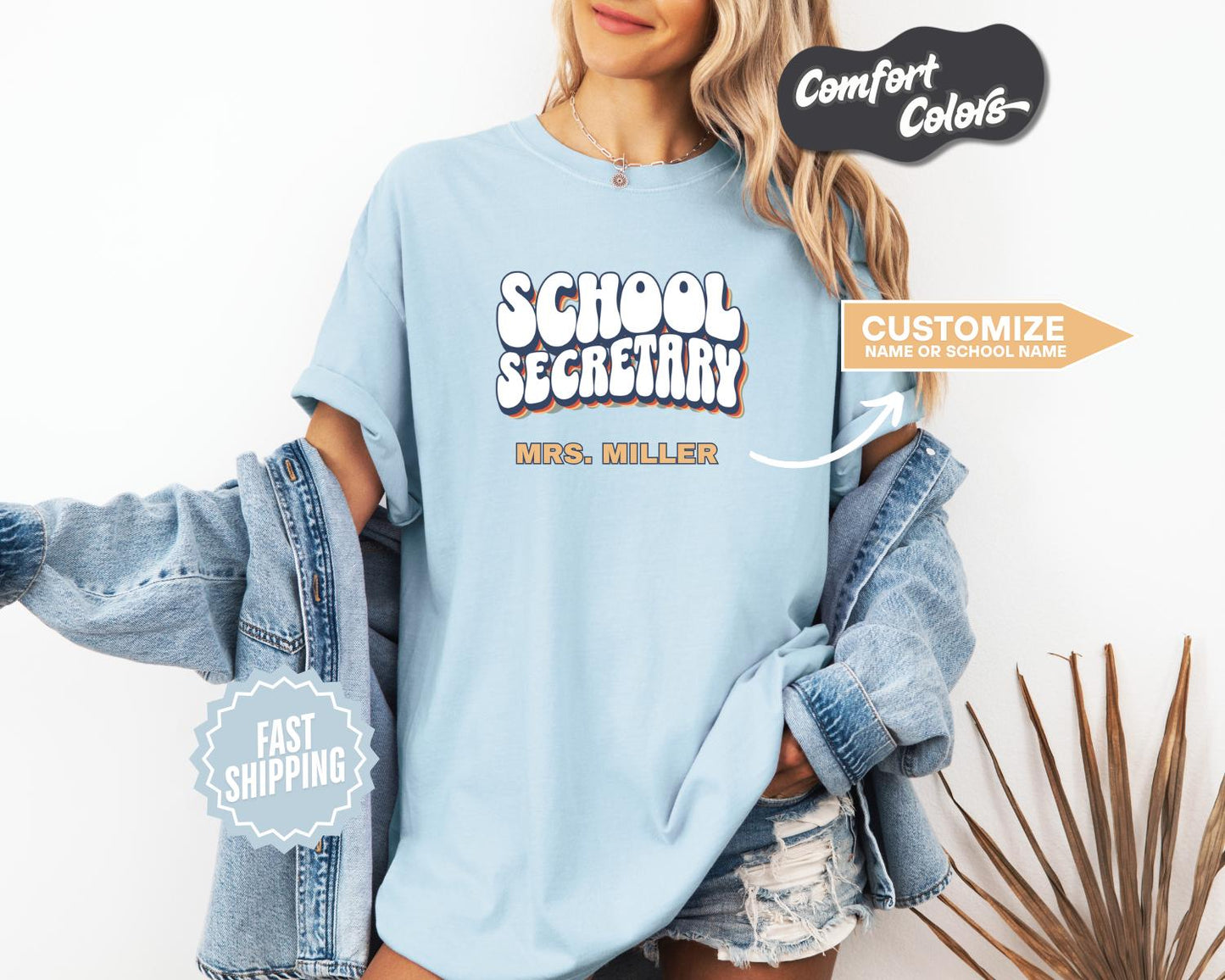 School Secretary T-Shirt, Comfort Colors,  Custom Teacher Shirt, Teacher Gift, Casual Wear, Back to School Outfit, Gift for Educators