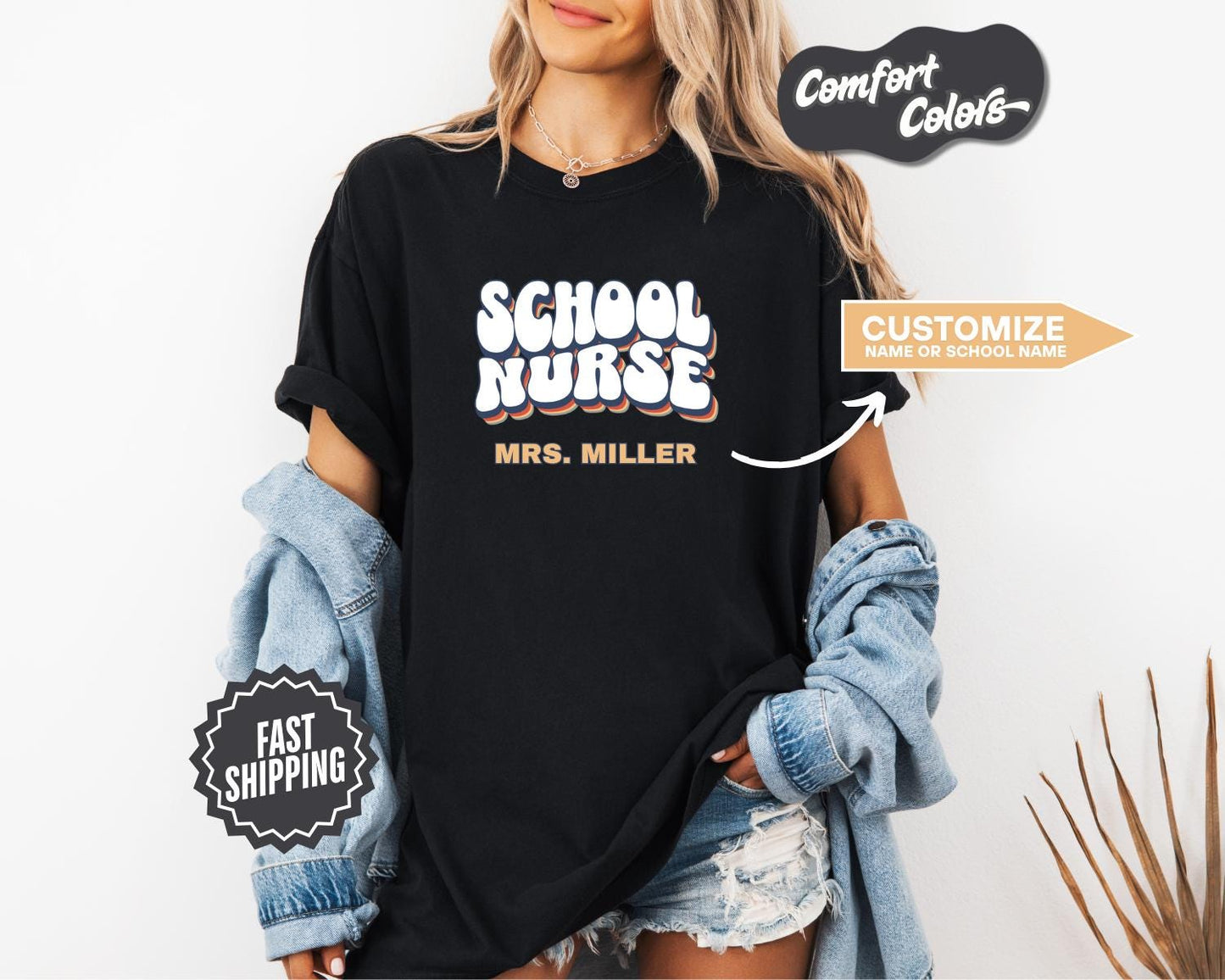 School Nurse T-Shirt, Comfort Colors,  Custom Teacher Shirt, Gift for Nurses, Nurse Shirt, School Nurse Appreciation, Back to School Style