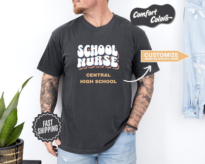 School Nurse T-Shirt, Comfort Colors,  Custom Teacher Shirt, Gift for Nurses, Nurse Shirt, School Nurse Appreciation, Back to School Style