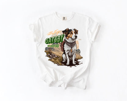 Gatsby the Adventurer T-Shirt, Comfort Colors, Pet Lover Tee, Perfect Gift for Dog Owners, Adventurous Souls and Weekend Getaways
