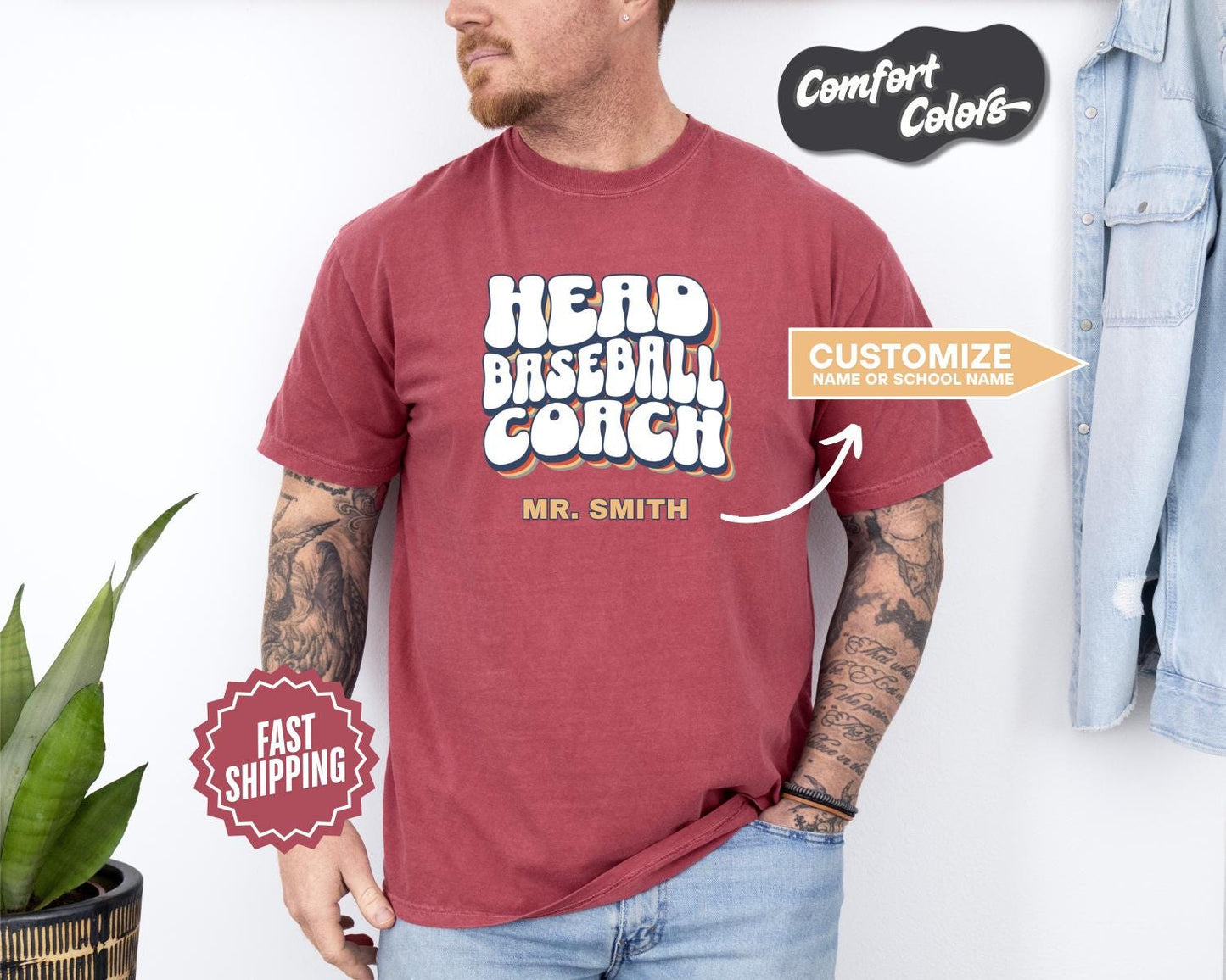 Head Baseball Coach T-Shirt, Comfort Colors, Custom Coach Shirt, Unisex Sports Tee, Gift for Coaches, Baseball Apparel, Team Spirit Wear