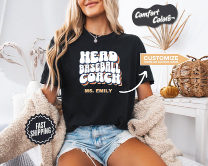 Head Baseball Coach T-Shirt, Comfort Colors, Custom Coach Shirt, Unisex Sports Tee, Gift for Coaches, Baseball Apparel, Team Spirit Wear