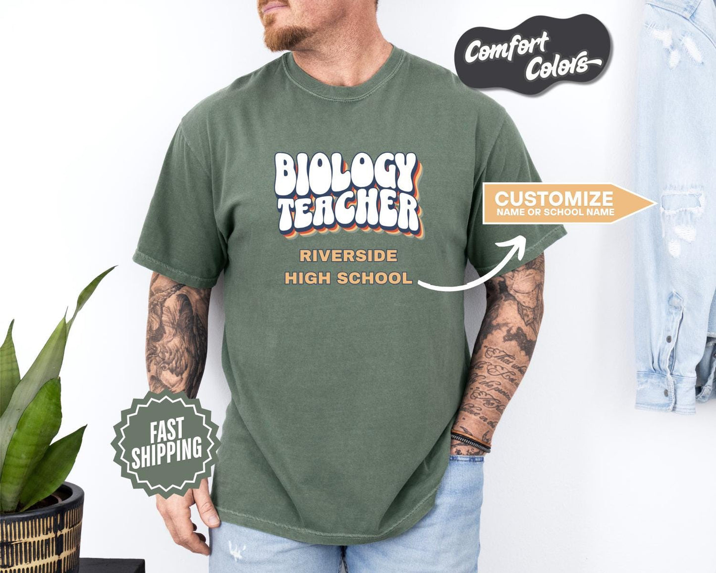 Biology Teacher T-Shirt, Comfort Colors, Custom Teacher Shirt, Cute Teacher Shirt, Education Gift, Teacher Appreciation, Classroom Outfit