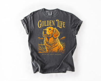 Golden Life Dog T-Shirt, Comfort Colors, Perfect for Dog Lovers, Animal Lover Gift, Birthday Gift, Golden Retriever Lover, Dog Tee